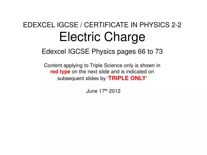 edexcel igcse certificate in physics 2 2 electric charge