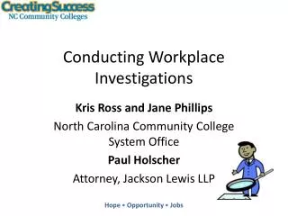 Conducting Workplace Investigations