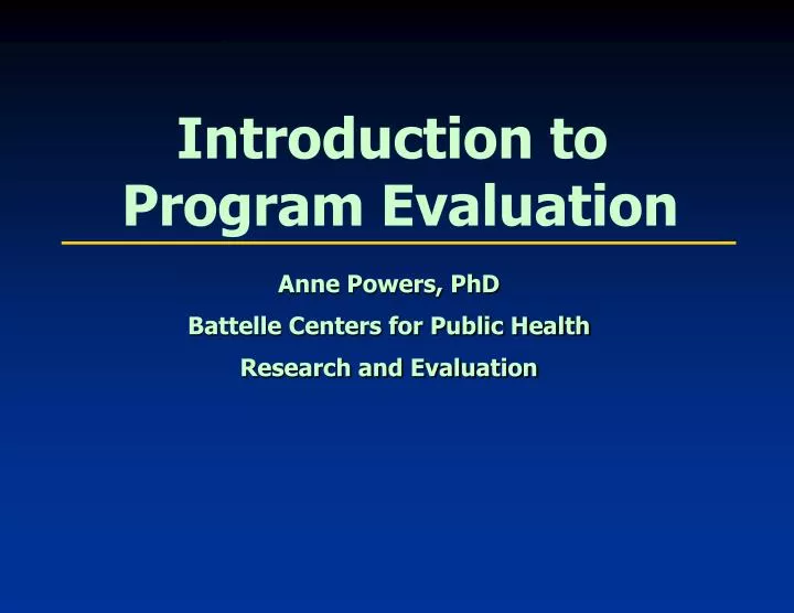 introduction to program evaluation