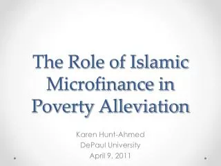 The Role of Islamic Microfinance in Poverty Alleviation