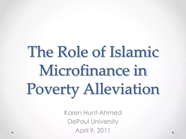 the role of islamic microfinance in poverty alleviation