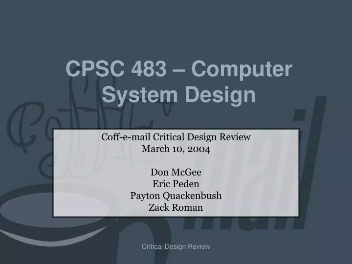 cpsc 483 computer system design