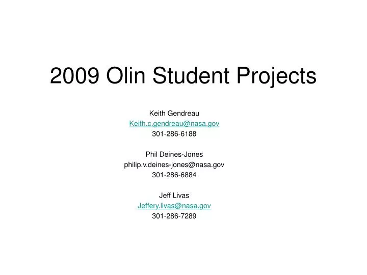 2009 olin student projects