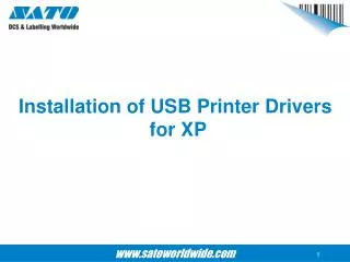 Installation of USB Printer Drivers for XP