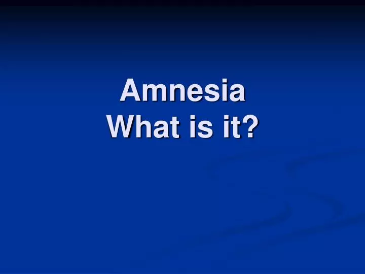 amnesia what is it