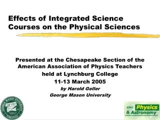 Effects of Integrated Science Courses on the Physical Sciences