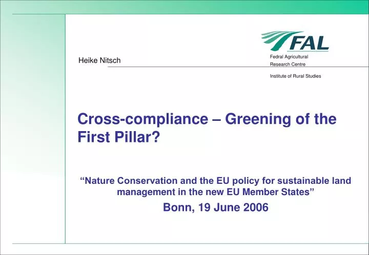 cross compliance greening of the first pillar