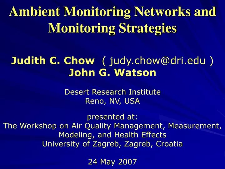 ambient monitoring networks and monitoring strategies