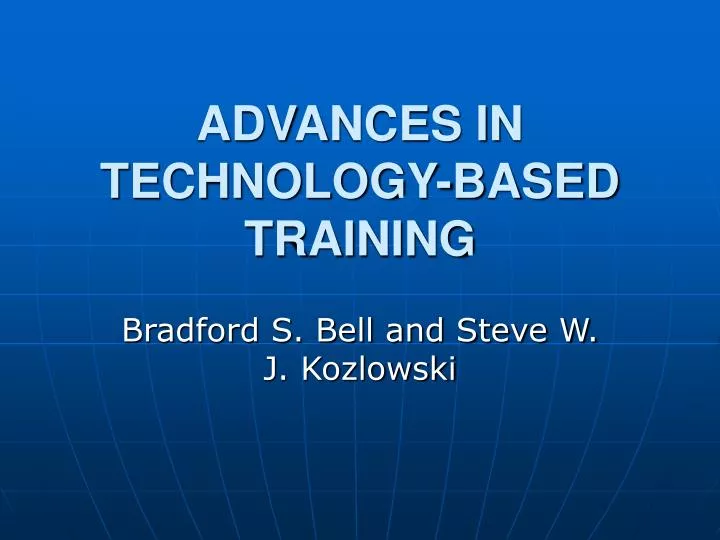 advances in technology based training