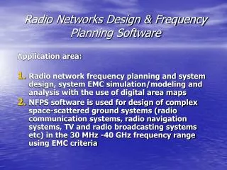Radio Networks Design &amp; Frequency Planning Software