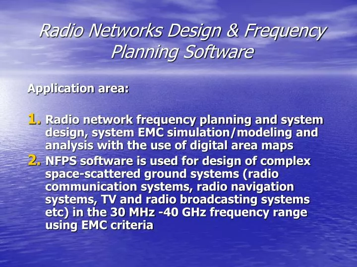 radio networks design frequency planning software