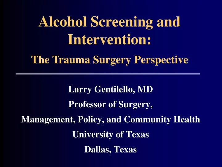 alcohol screening and intervention
