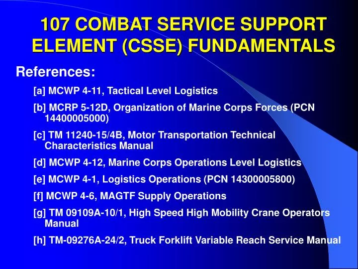 107 combat service support element csse fundamentals