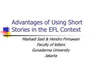 Advantages of Using Short Stories in the EFL Context