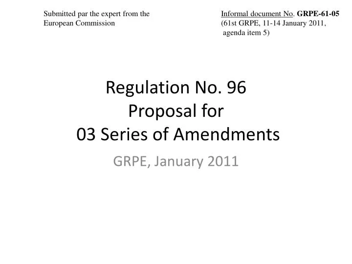 regulation no 96 proposal for 03 series of amendments