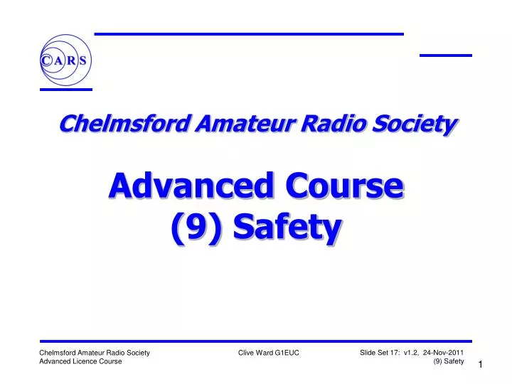 chelmsford amateur radio society advanced course 9 safety