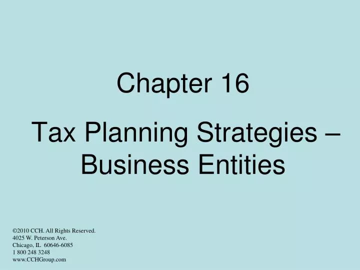 chapter 16 tax planning strategies business entities
