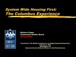 System Wide Housing First: The Columbus Experience