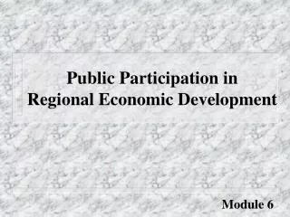 Public Participation in Regional Economic Development