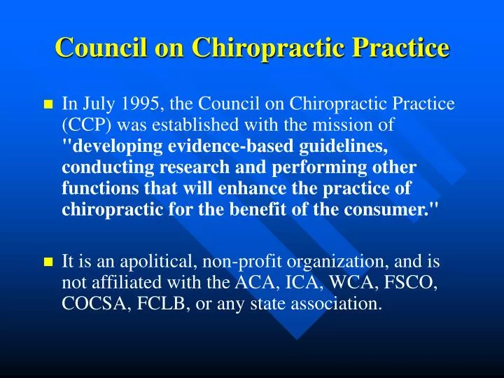 council on chiropractic practice