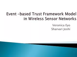 Event –based Trust Framework Model in Wireless Sensor Networks