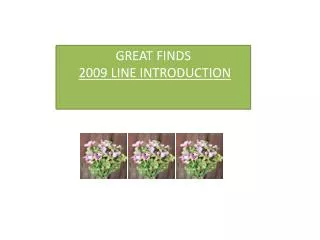 GREAT FINDS 2009 LINE INTRODUCTION