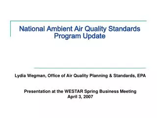 National Ambient Air Quality Standards Program Update