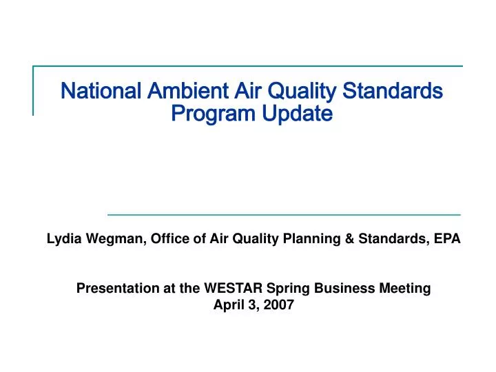 national ambient air quality standards program update