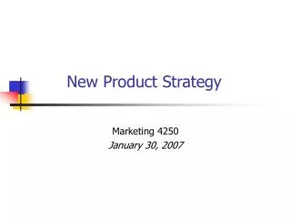 New Product Strategy