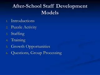 After-School Staff Development Models