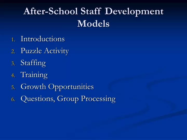 after school staff development models