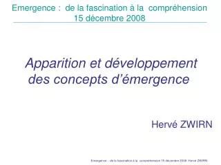 apparition et d veloppement des concepts d mergence