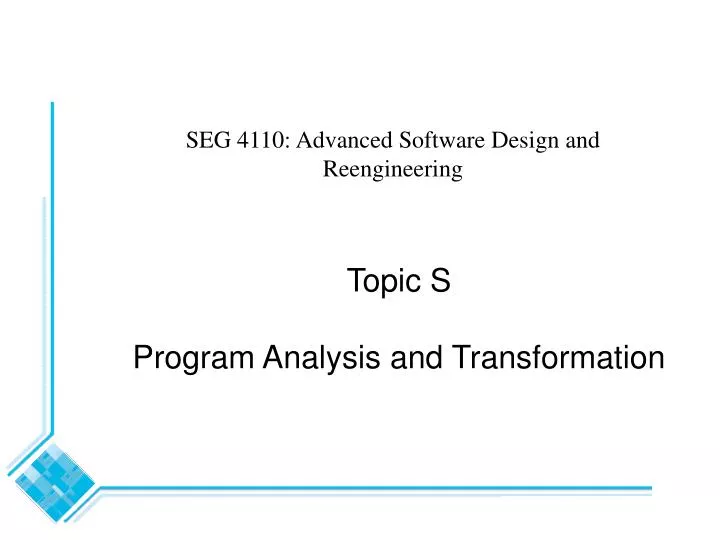 topic s program analysis and transformation