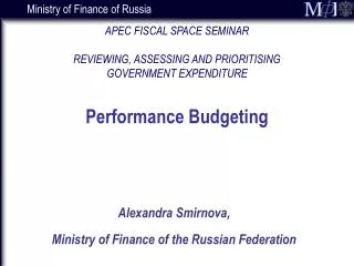 Alexandra Smirnova, Ministry of Finance of the Russian Federation