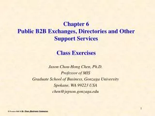 Chapter 6 Public B2B Exchanges, Directories and Other Support Services Class Exercises