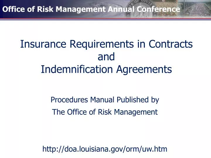 insurance requirements in contracts and indemnification agreements
