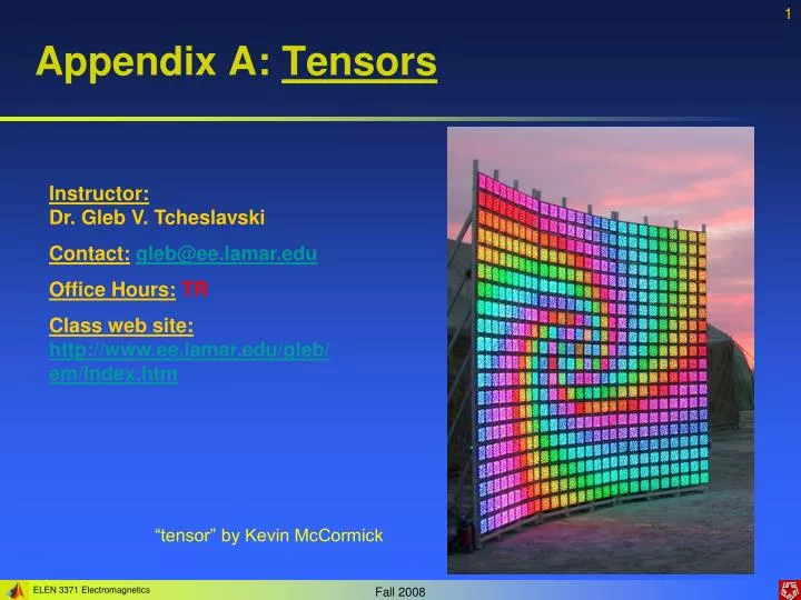 appendix a tensors