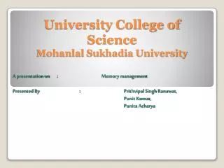 University College of Science Mohanlal Sukhadia University
