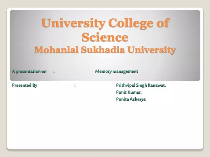 university college of science mohanlal sukhadia university