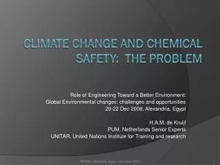 Climate change and chemical safety: the problem