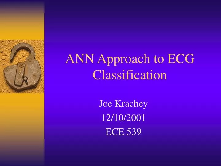 ann approach to ecg classification