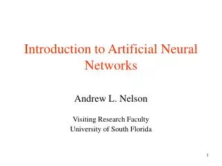 Introduction to Artificial Neural Networks