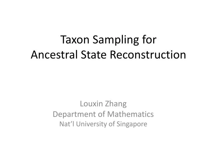 taxon sampling for ancestral state reconstruction