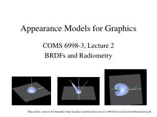 Appearance Models for Graphics