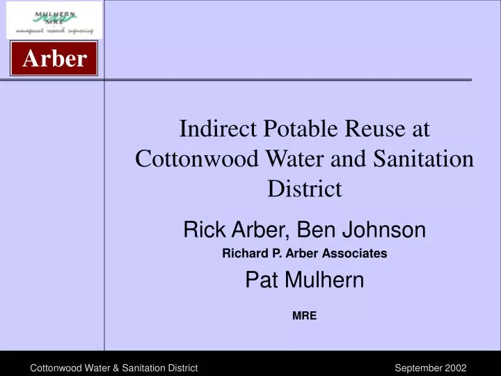 indirect potable reuse at cottonwood water and sanitation district