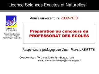 Licence Sciences Exactes et Naturelles