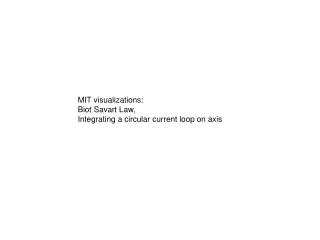 MIT visualizations: Biot Savart Law, Integrating a circular current loop on axis