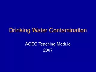 Drinking Water Contamination
