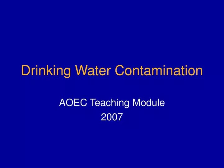 drinking water contamination