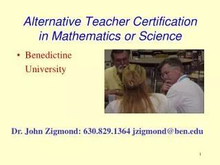 Alternative Teacher Certification in Mathematics or Science